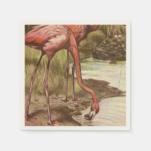 Flamingo Vintag Illustration Serviette (Vorderseite)