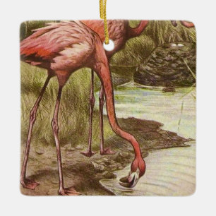 Flamingo Vintage-Illustration-Schmuck Keramikornament
