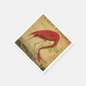 Flamingo Vintage Postkartenmalerei Serviette (Ecke)
