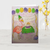 Flamingo-Vogel-alles- Gute zum Karte (Gelbe Blume)