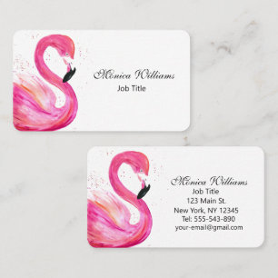Flamingo Vögel Aquarell Rosa Tropisch Visitenkarte