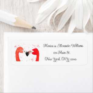 Flamingo Vögel Aquarell Rücksendeadresse Hochzeit