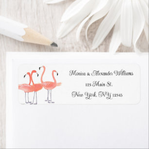 Flamingo Vögel Aquarell Rücksendeadresse Hochzeit