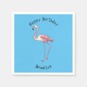 Flamingo-Vogel-Cartoon-Illustration Serviette