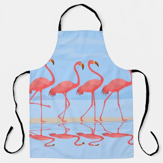 Flamingo-Vogel, der im Sommer am Strand spazieren  Schürze (Vorderseite)