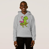 Flamingo-Vogel, der T-Rex Dinosaurier reitet Hoodie (Vorne ganz)