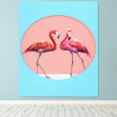 Flamingo Vögel im Wasser | Geschenk für Flamingo L Leinwanddruck (Insitu (Holzboden))