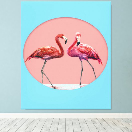 Flamingo Vögel im Wasser | Geschenk für Flamingo L Leinwanddruck (Insitu (Holzboden))