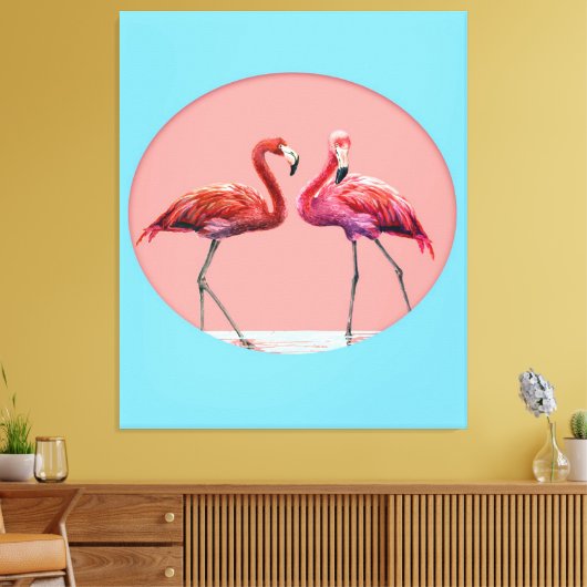 Flamingo Vögel im Wasser | Geschenk für Flamingo L Leinwanddruck (Insitu (Wohnzimmer))