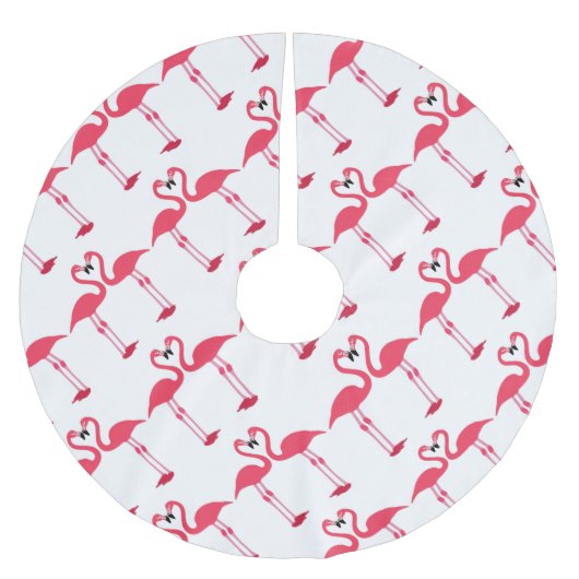 Flamingo-Vögel-Liebe- Polyester Weihnachtsbaumdecke (Vorderseite)