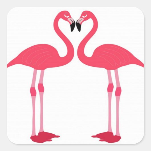 Flamingo-Vögel-Liebe- Quadratischer Aufkleber (Vorderseite)