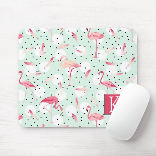 Flamingo-Vogel mit Federn | addieren Ihre Initiale Mousepad (Mit Mouse)