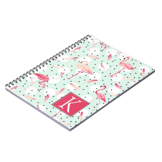 Flamingo-Vogel mit Federn | addieren Ihre Initiale Notizblock (Linke Seite)