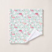 Flamingo-Vogel mit Federn Badhandtuch Set (Waschlappen)