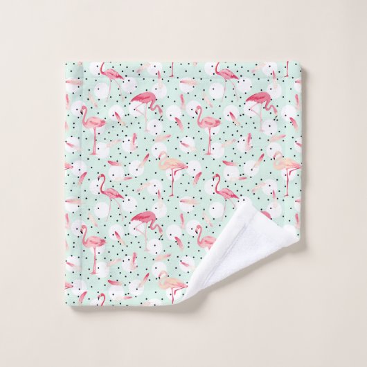 Flamingo-Vogel mit Federn Badhandtuch Set (Waschlappen)