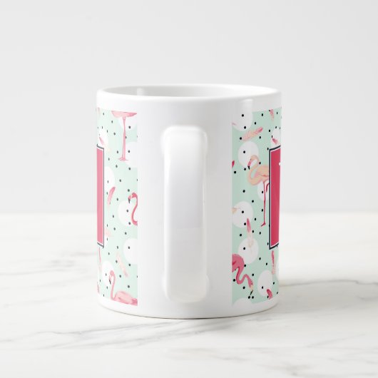 Flamingo-Vogel mit Federn| Erste Schritte Jumbo-Tasse (Rückseite)