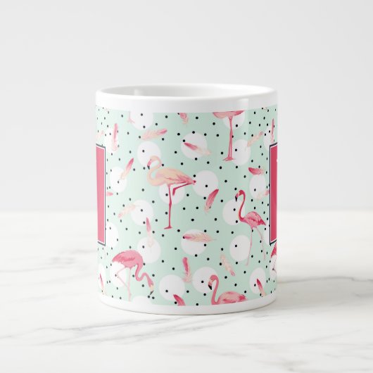 Flamingo-Vogel mit Federn| Erste Schritte Jumbo-Tasse (Vorderseite)