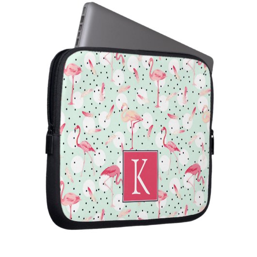 Flamingo-Vogel mit Federn| Erste Schritte Laptopschutzhülle (Vorne Rechts)