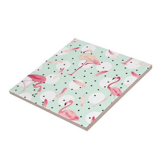 Flamingo-Vogel mit Federn Fliese (Seite)
