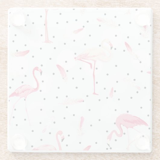 Flamingo-Vogel mit Federn Glasuntersetzer (Rückseite)