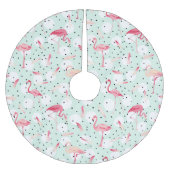 Flamingo-Vogel mit Federn Polyester Weihnachtsbaumdecke (Vorderseite)