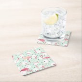 Flamingo-Vogel mit Federn Rechteckiger Pappuntersetzer (Vor Ort)