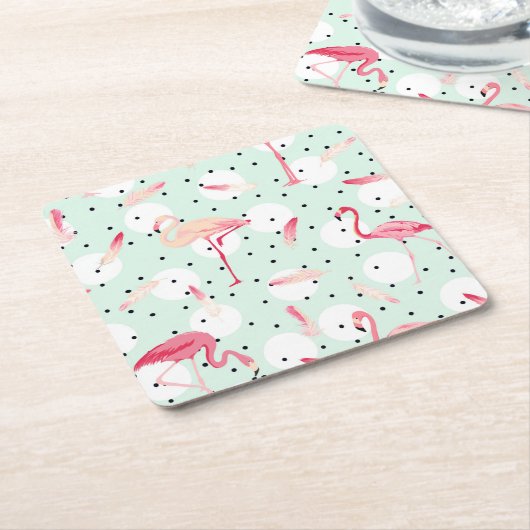 Flamingo-Vogel mit Federn Rechteckiger Pappuntersetzer (angewinkelt)