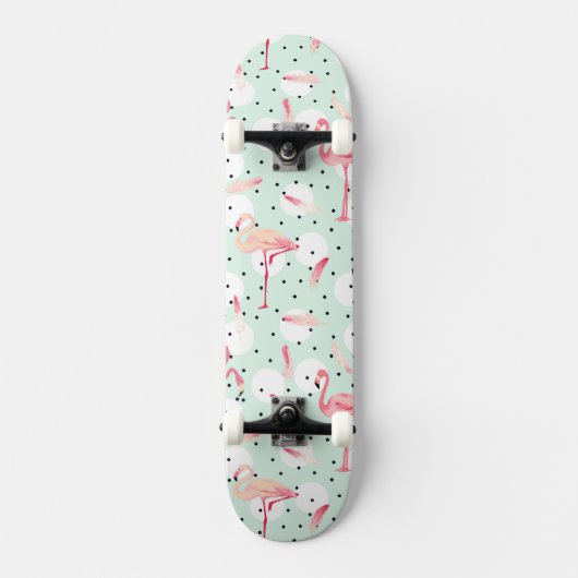 Flamingo-Vogel mit Federn Skateboard (Vorderseite)