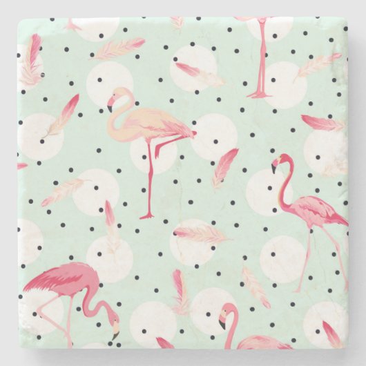 Flamingo-Vogel mit Federn Steinuntersetzer (Vorderseite)