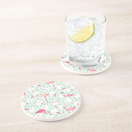 Flamingo-Vogel mit Federn Untersetzer (Seite)