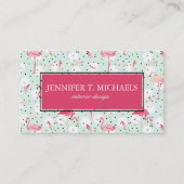 Flamingo-Vogel mit Monogramm der Feder-| Visitenkarte (Vorderseite)