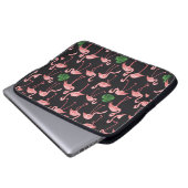 Flamingo-Vogel mit Monstera-Palm-Blätter Muster. Laptopschutzhülle (Vorne Knopf)
