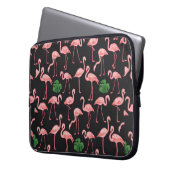 Flamingo-Vogel mit Monstera-Palm-Blätter Muster. Laptopschutzhülle (Vorderseite Links)