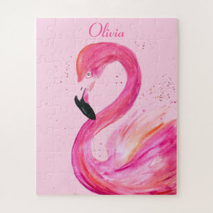 Flamingo Vogel Rosa Natur Tropischer Strand Sommer Puzzle
