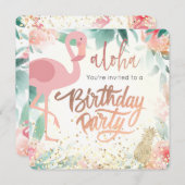 Flamingo-Vogel tropisch elegante Geburtstagsparty Einladung (Vorne/Hinten)
