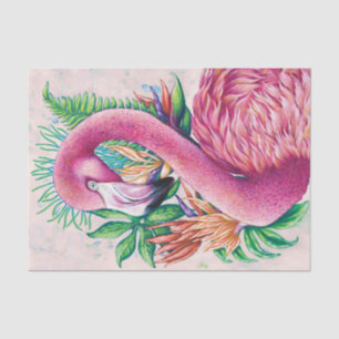 Flamingo Vogel Tropisches Blumen Lustiges Seidenpa Seidenpapier