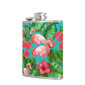 Flamingo-Vögel und tropische Gartenfarbe Flachmann (Links)