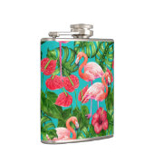 Flamingo-Vögel und tropische Gartenfarbe Flachmann (Rechts)