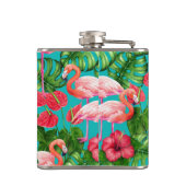 Flamingo-Vögel und tropische Gartenfarbe Flachmann (Rückseite)