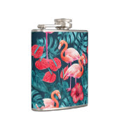 Flamingo-Vögel und tropische Gartenfarbe Flachmann (Rechts)