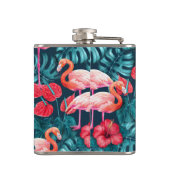 Flamingo-Vögel und tropische Gartenfarbe Flachmann (Rückseite)