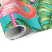 Flamingo-Vögel und tropische Gartenfarbe Geschenkpapier (Rolleneckpunkt)