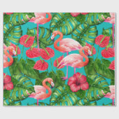 Flamingo-Vögel und tropische Gartenfarbe Geschenkpapier (Flach)