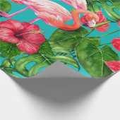 Flamingo-Vögel und tropische Gartenfarbe Geschenkpapier (Ecke)