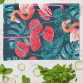 Flamingo-Vögel und tropische Gartenfarbe Geschirrtuch (Gefaltet)