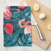 Flamingo-Vögel und tropische Gartenfarbe Geschirrtuch (Viertel Falte)