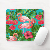 Flamingo-Vögel und tropische Gartenfarbe Mousepad (Mit Mouse)
