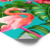 Flamingo-Vögel und tropische Gartenfarbe Poster (Ecke)