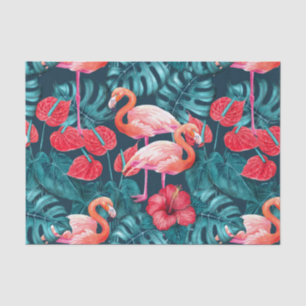 Flamingo-Vögel und tropische Gartenfarbe Seidenpapier
