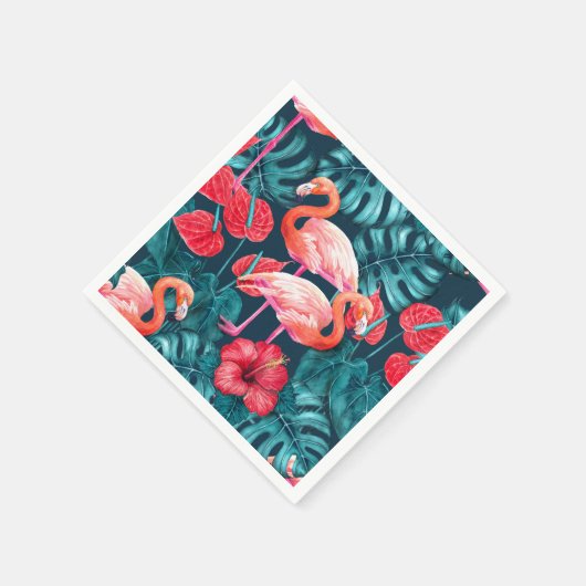 Flamingo-Vögel und tropische Gartenfarbe Serviette (Ecke)